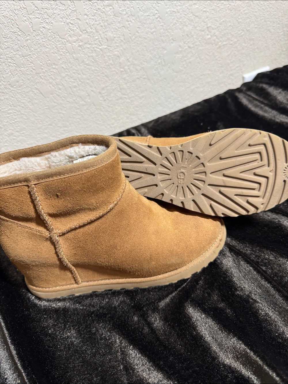 Women’s Tan Suede Winter Ankle Boot Wedges with Shearling Lining 5